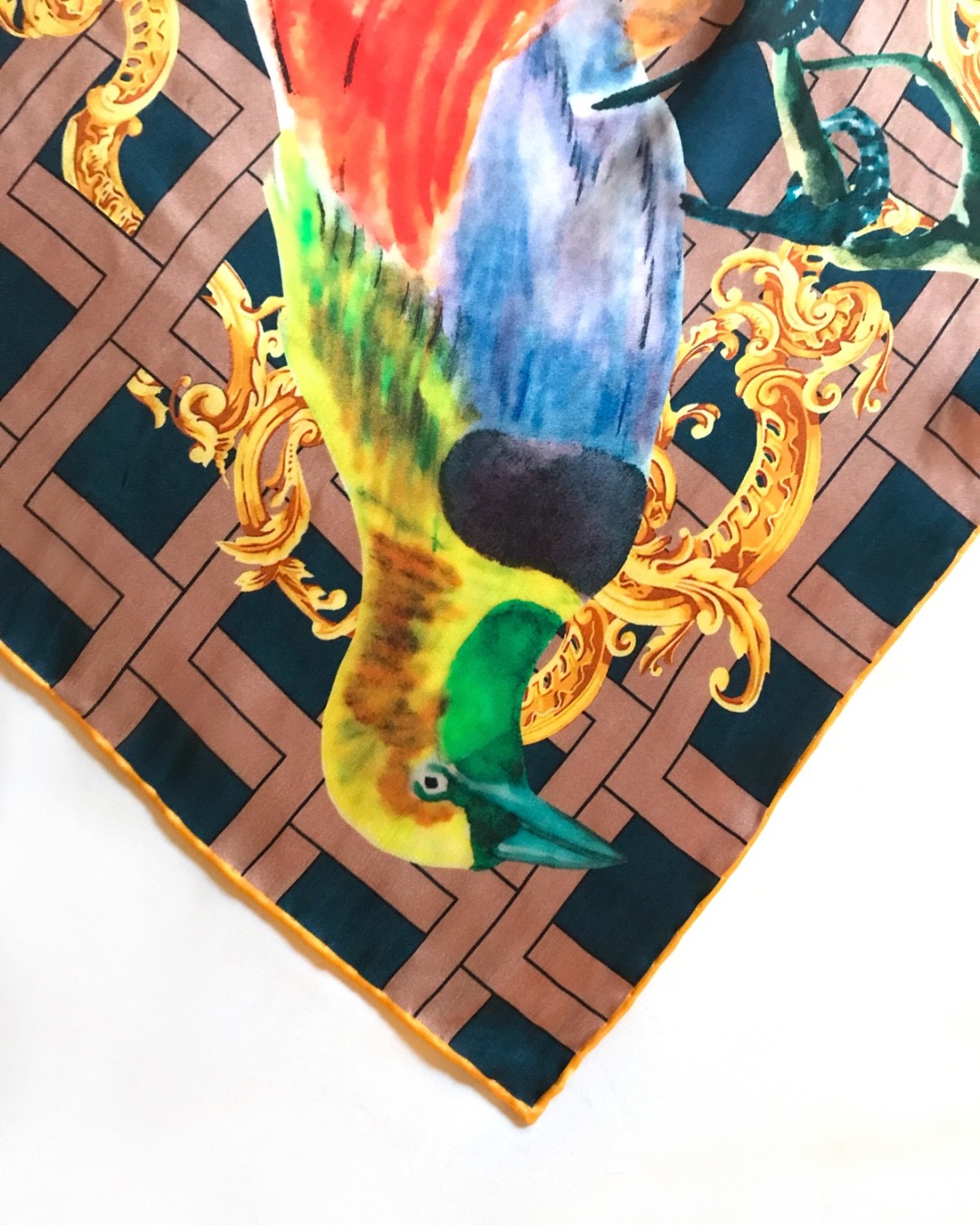 90 x 90 Silk Scarf Bird of Paradise 