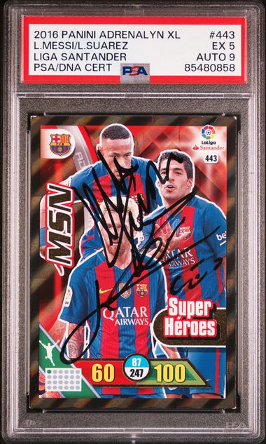 2016 Adrenalyn XL Messi/Suarez PSA 9