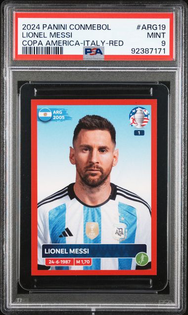Lionel Messi Red Border Sticker PSA 9