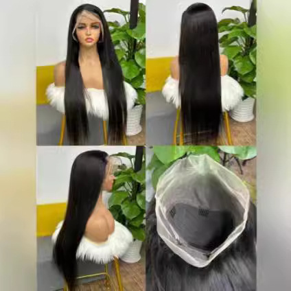 Long Straight Black Lace Front Wig