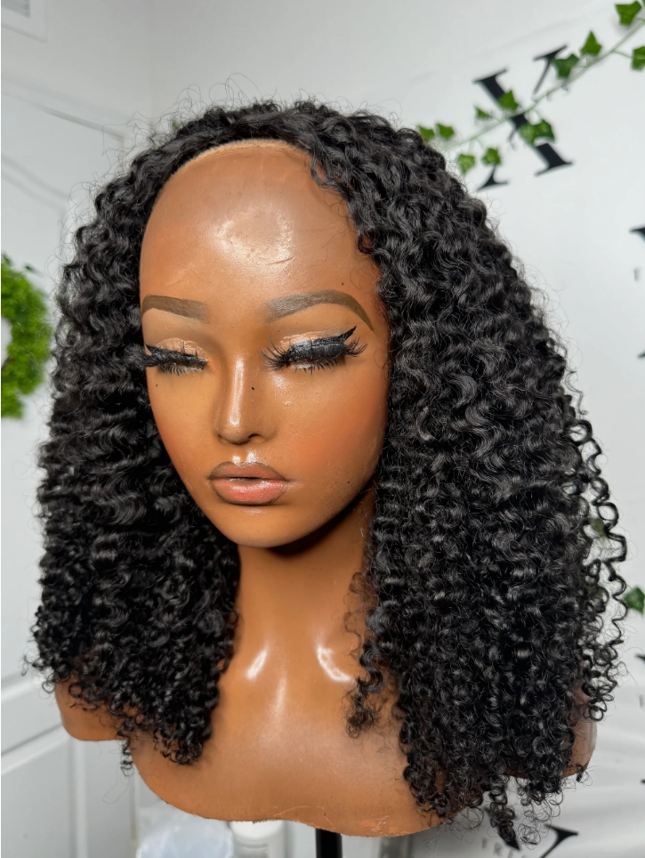 Flower Hair Factory Stock 100% Natural Human Hair Kinky Curly Deep Wave Deep Curly Body Wave Kinky Straight 3-in-1 Half Wig