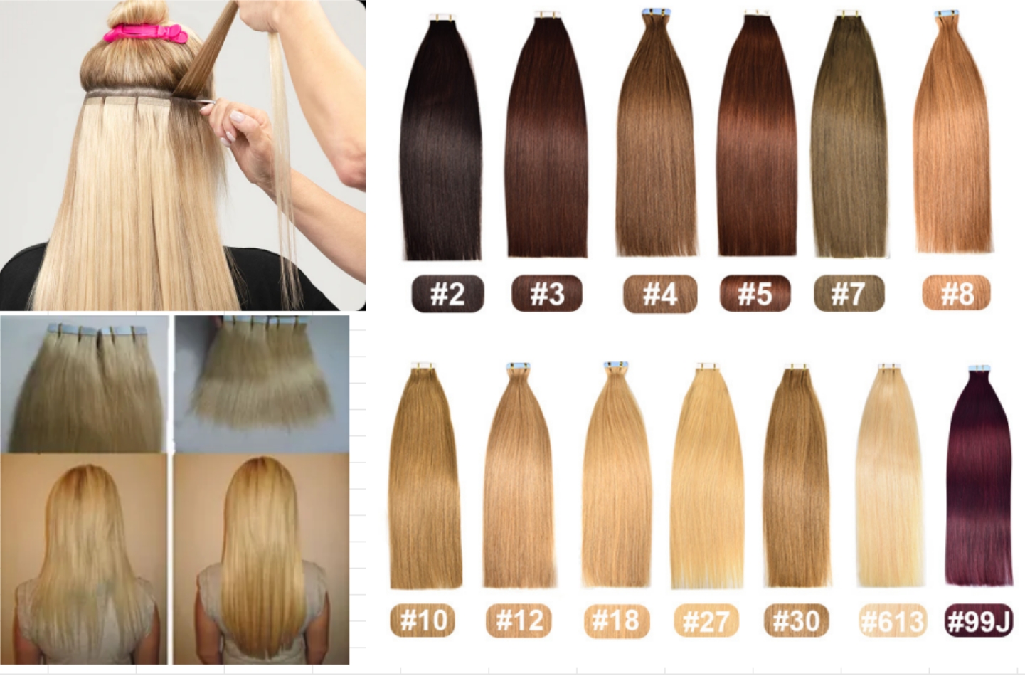 Flower Hair Factory Stock Straight Tape In Hair Extensions 100% Natural Real Hair Tape Hair