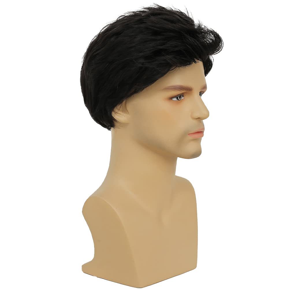Flower Hair Factory Ready To Ship Synthetic Hair Men's Short Brown Wig 