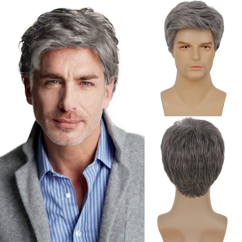 Flower Hair Factory Ready To Ship Synthetic Hair Men's Short Brown Wig 