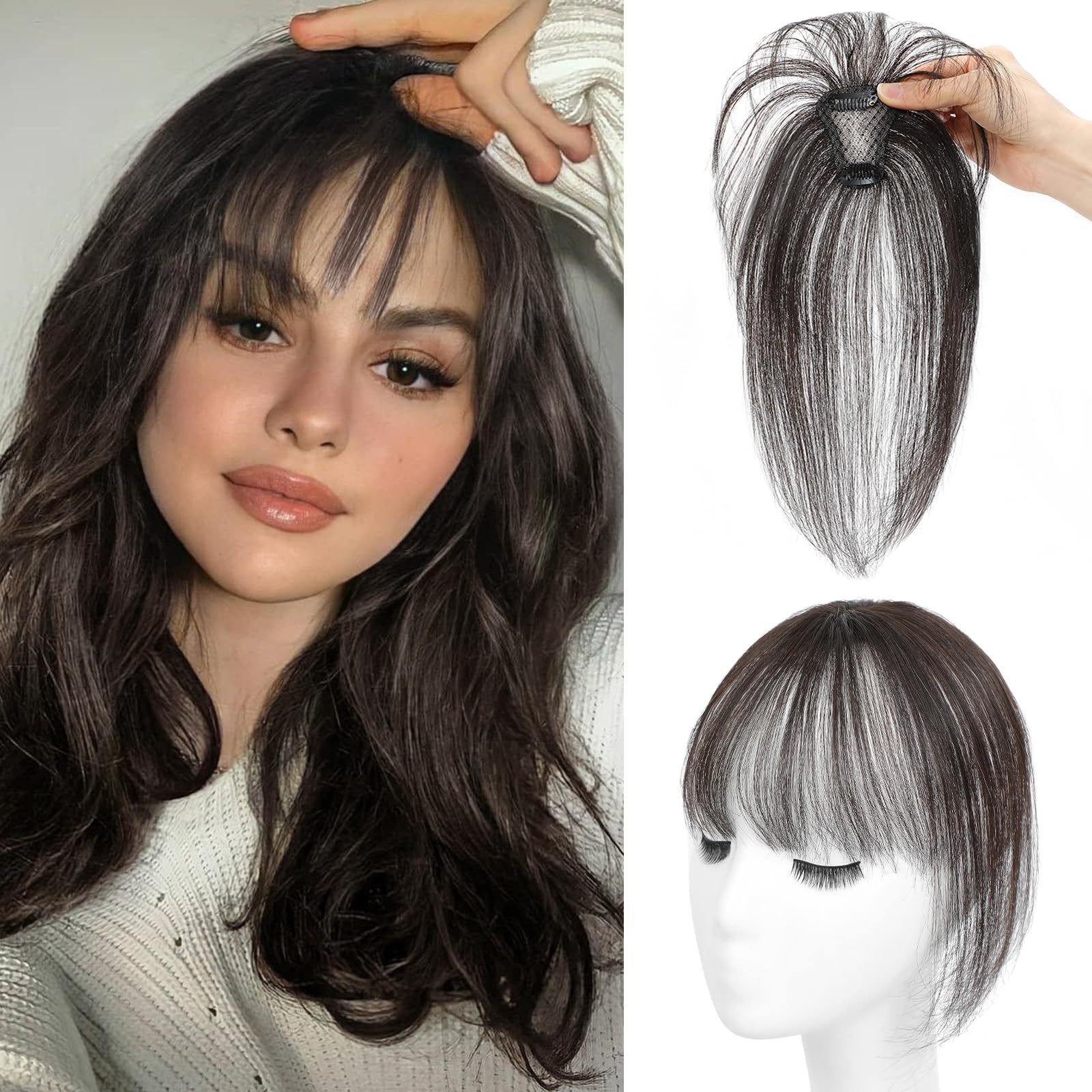 100% Natural Human Hair Fringe Clip-In Bangs Hairpiece