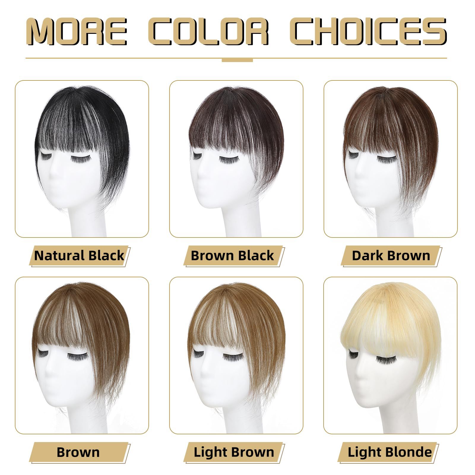 100% Natural Human Hair Fringe Clip-In Bangs Hairpiece