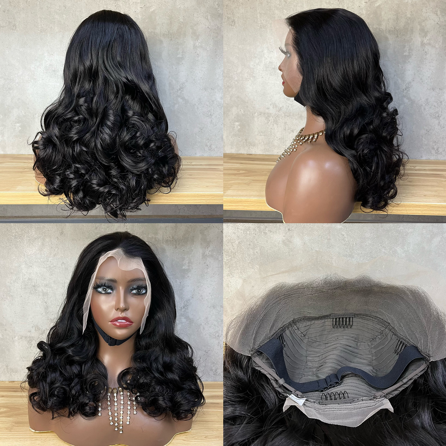 Flower Hair Factory 300% Density Loose Bouncy Curly 13x4 Lace Front Wig Collection 100% Natural Raw Hair Glueless Wigs