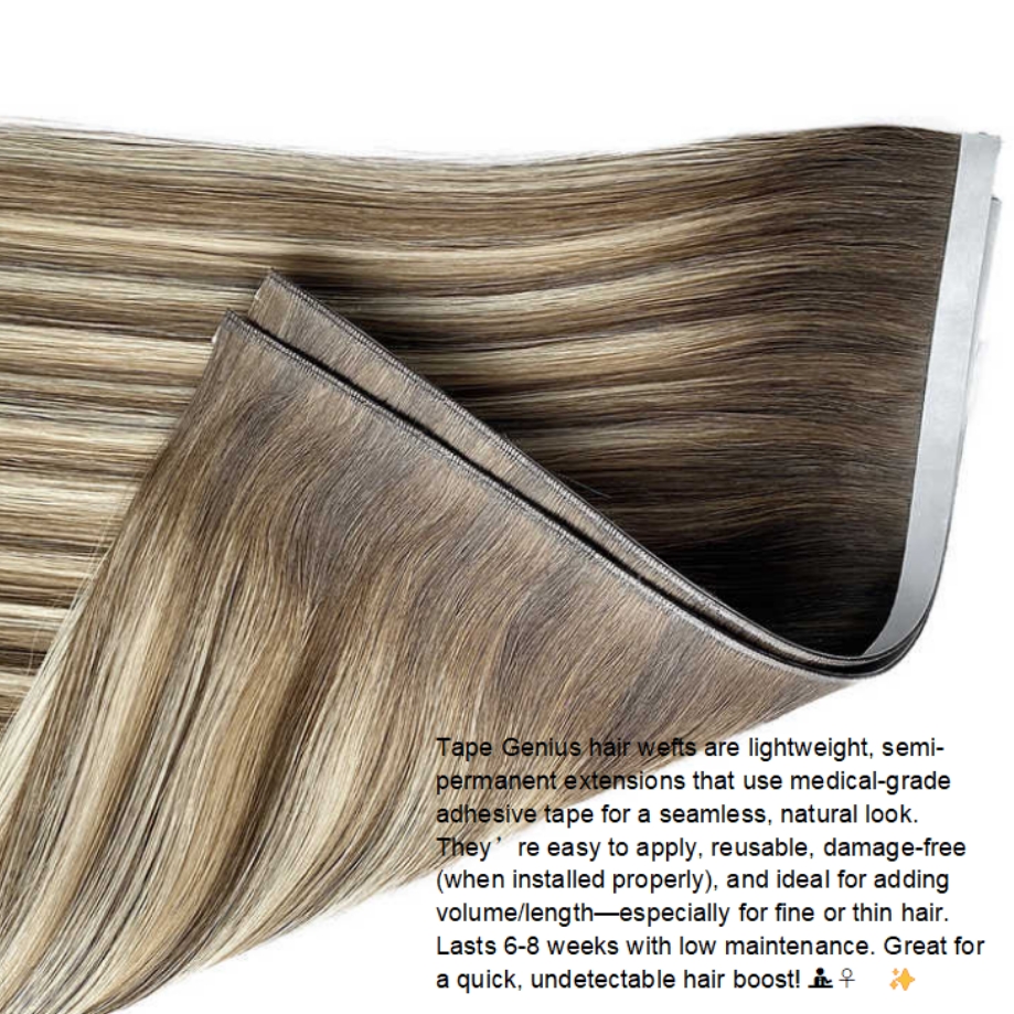 Flower Hair Factory Custom Tape In Genius Weft Hair Extensions Tape Genius Weft