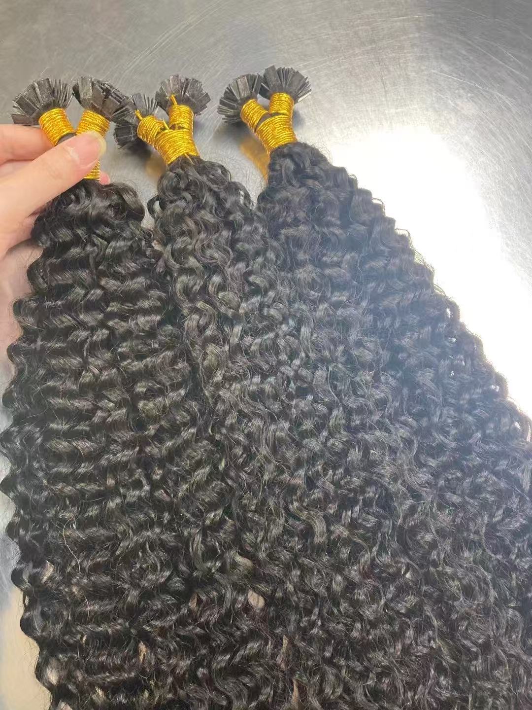 Flower Hair Factory Stock Deep Wave Body Wave Water Kinky Straight Kinky Curly Fusion Keratin Hair Extensions