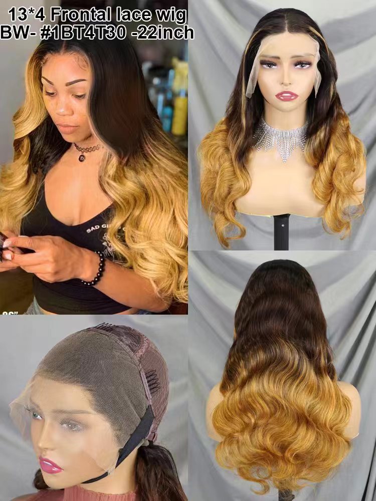 Flower Hair Factory 100% Natural Human Hair 22 Inch 200% Density Full Frontal 13x4 Lace Wig Body Wave 