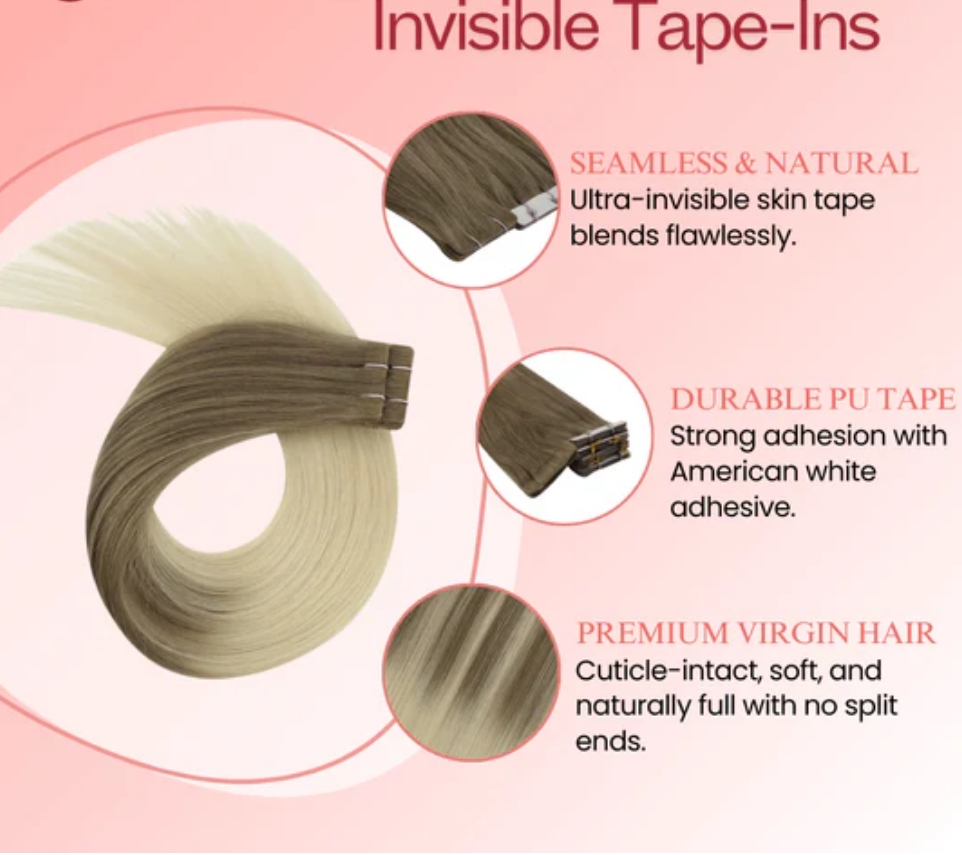 Flower Hair Factory Custom Invisible Tape Hair Extensions Injected Tape In Hair