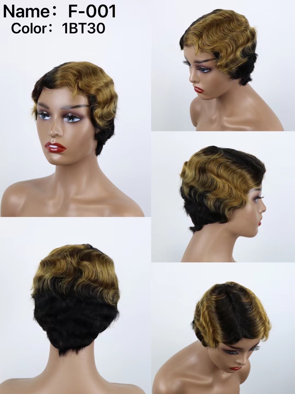 Flower Hair Factory Ready To Ship Short Blonde Wavy Wig 100% Natural Human Hair Machine Made Wigs