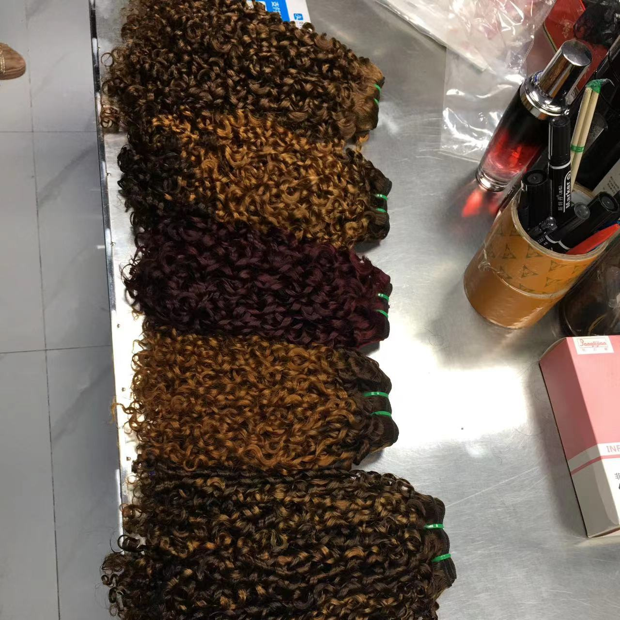 100% Raw Hair SDD Super Double Drawn Pixie Curly Burmese Curly Hair Weft Bundles Waves Extensions