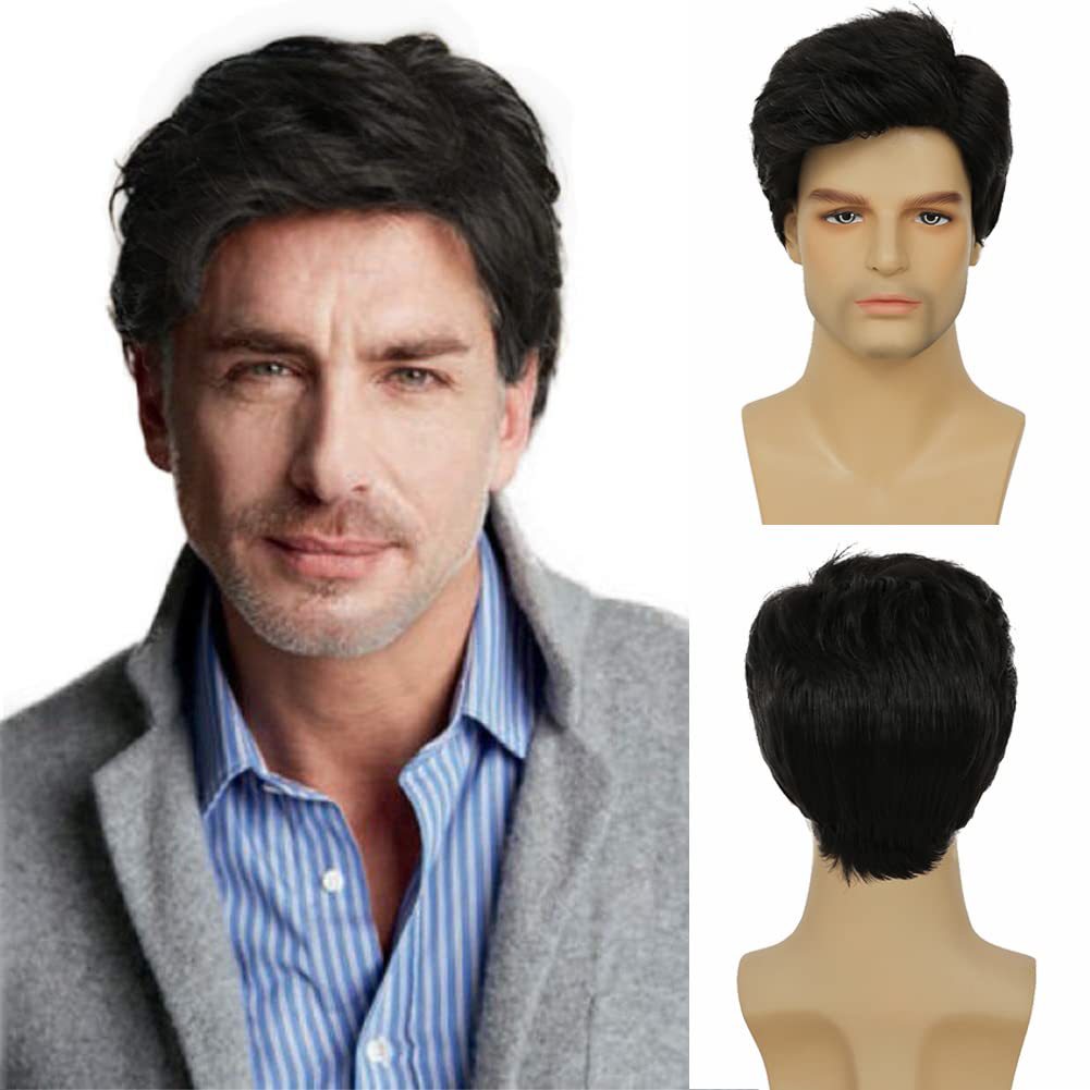 Flower Hair Factory Ready To Ship Synthetic Hair Men's Short Brown Wig 