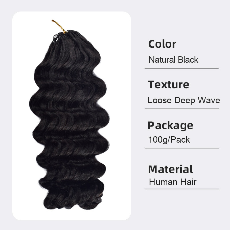Natural Black Color Feather Crochet Multi Texture 100% Human Hair Bulk Extension 