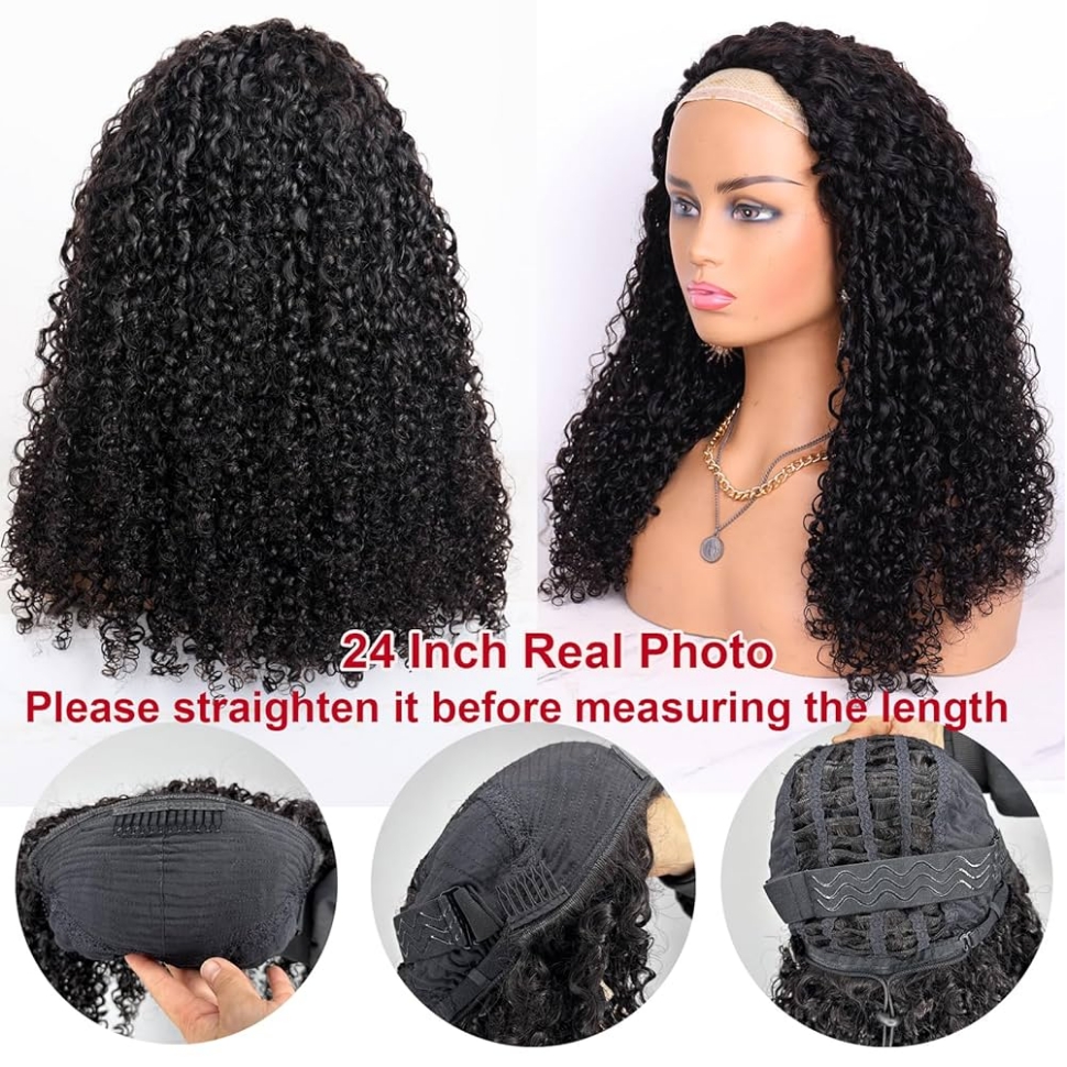 Flower Hair Factory Stock 100% Natural Human Hair Kinky Curly Deep Wave Deep Curly Body Wave Kinky Straight 3-in-1 Half Wig