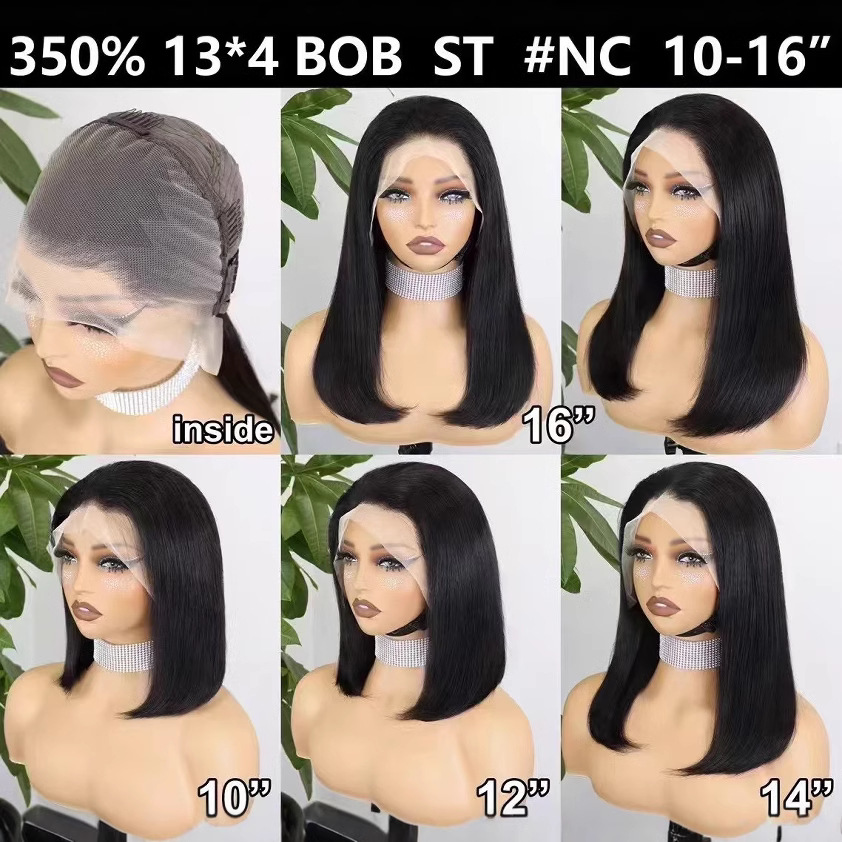 Flower Hair Factory 350% Density 100% Natural Raw Vietnamese Hair 13x4 SDD Bone Straight Bob Wig