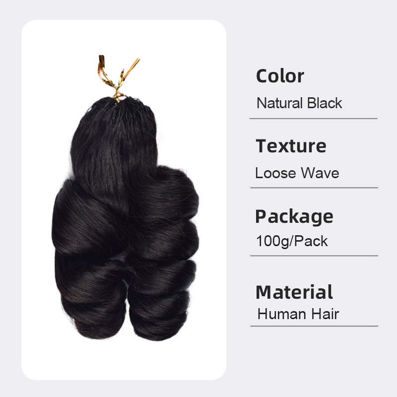 Natural Black Color Feather Crochet Multi Texture 100% Human Hair Bulk Extension 