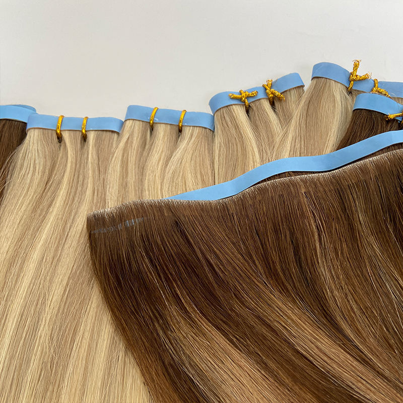 Flower Hair Factory Custom Straight Brown Invisible Long Tape Weft Hair Extensions Injected Tape Wefts