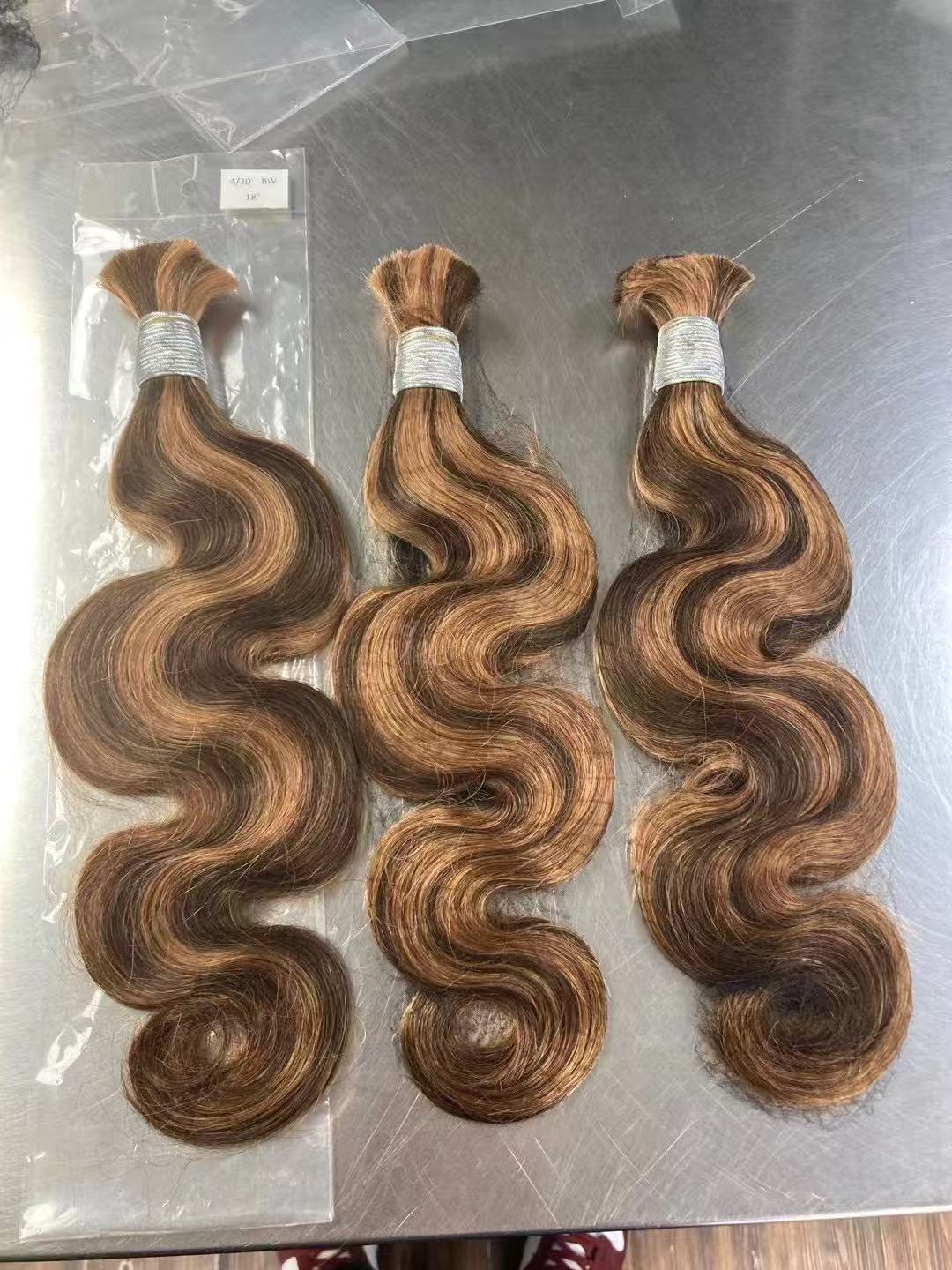 100% Natural Human Vrigin Hair Highlight Color  Body Wave Boho Braiding Hair Bulk Extensions