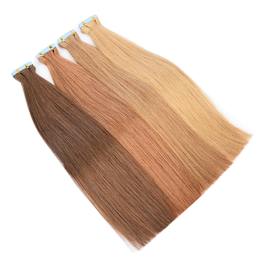 Flower Hair Factory Stock Straight Tape In Hair Extensions 100% Natural Real Hair Tape Hair