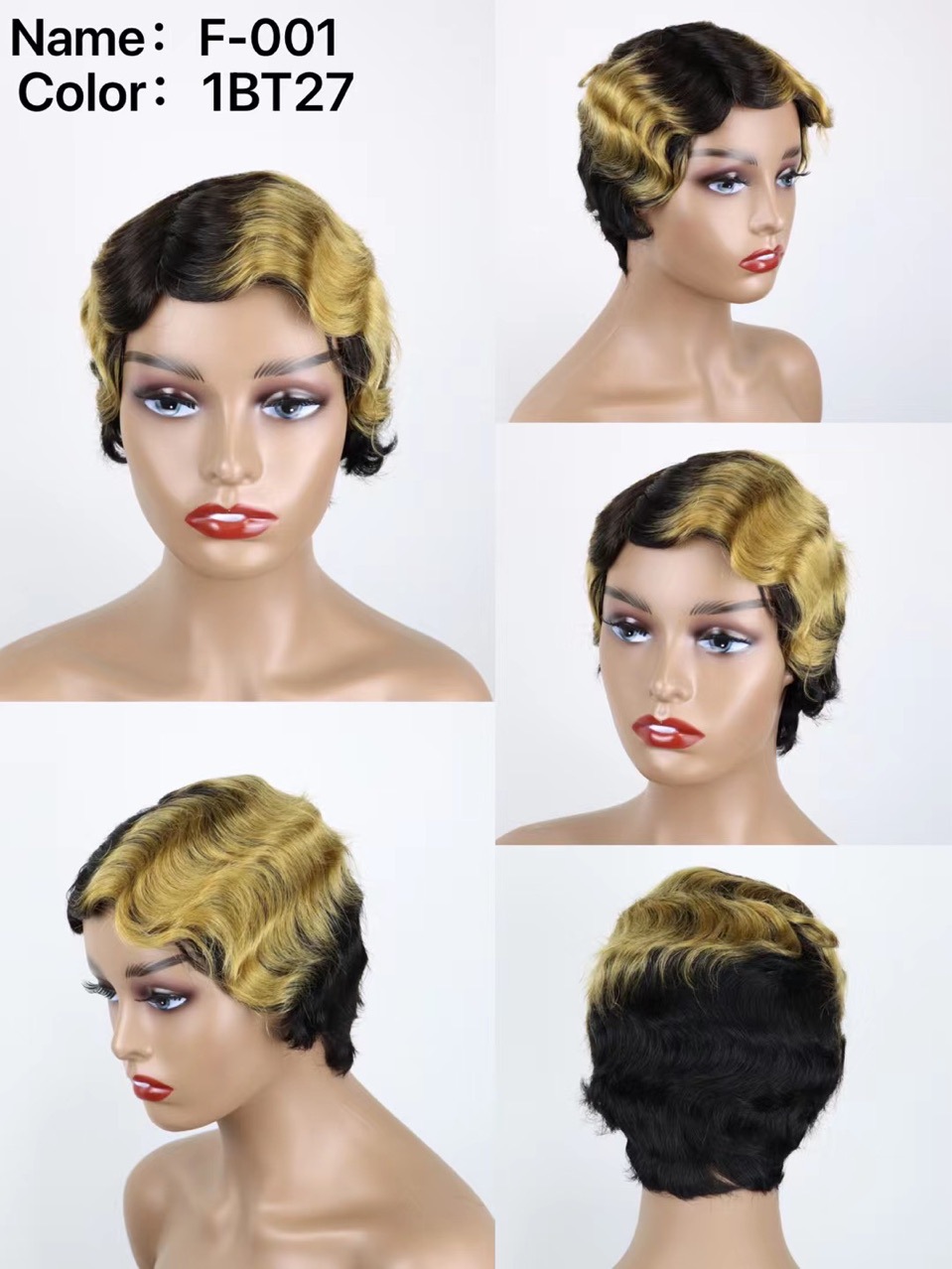 Flower Hair Factory Ready To Ship Short Blonde Wavy Wig 100% Natural Human Hair Machine Made Wigs