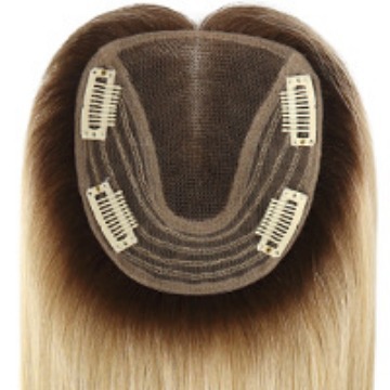 Flower Hair Factory 100% Natural Real Virgin Straight Blonde Ombre Highlight Color Hair Topper Woman