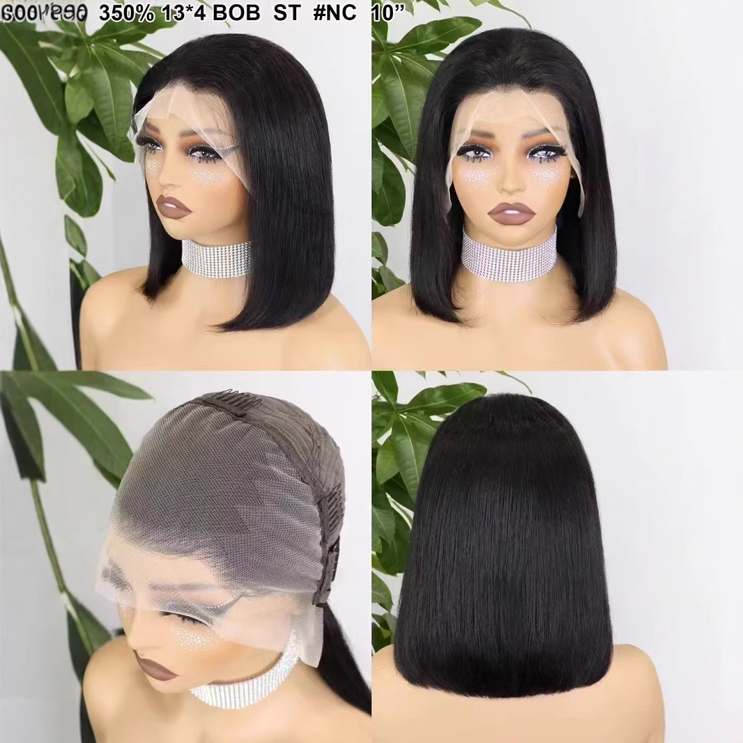 Flower Hair Factory 350% Density 100% Natural Raw Vietnamese Hair 13x4 SDD Bone Straight Bob Wig