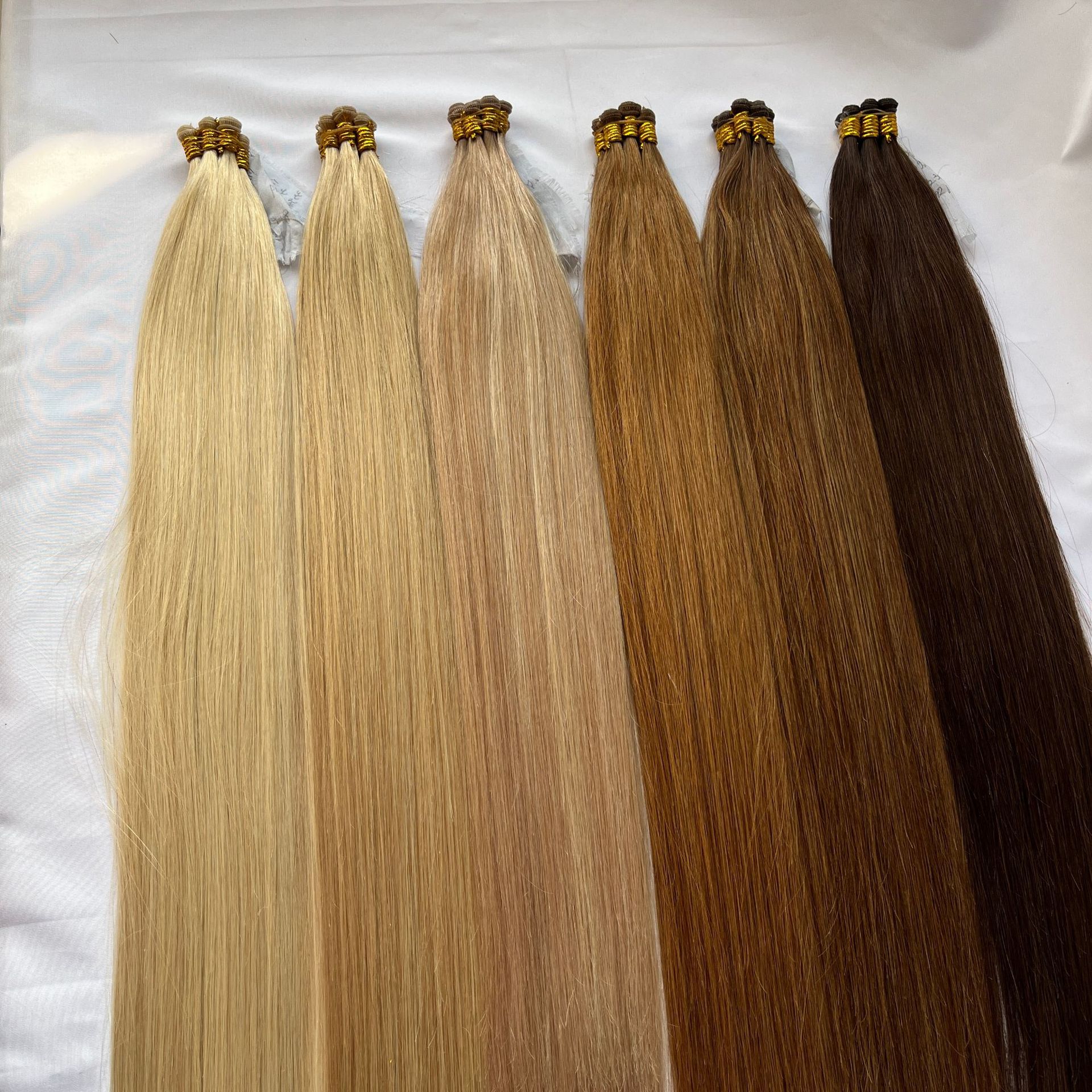 Flower Hair Factory Custom Human Hand Tie Hair Weft Hair Extensions