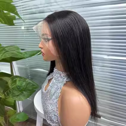 Long Straight Black Lace Front Wig