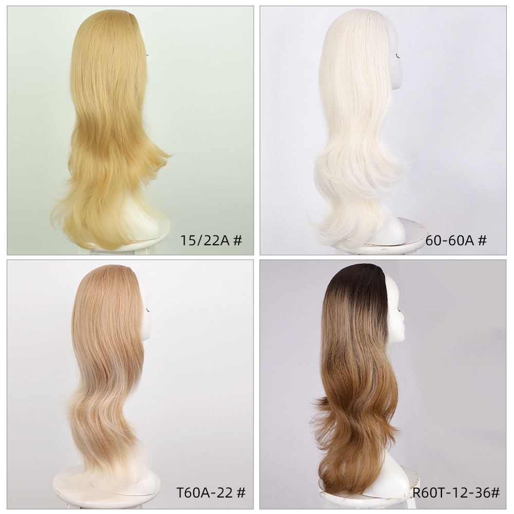Flower Hair Factory Ready To Ship Synthetic Hair Long Blonde Wavy Half Wig