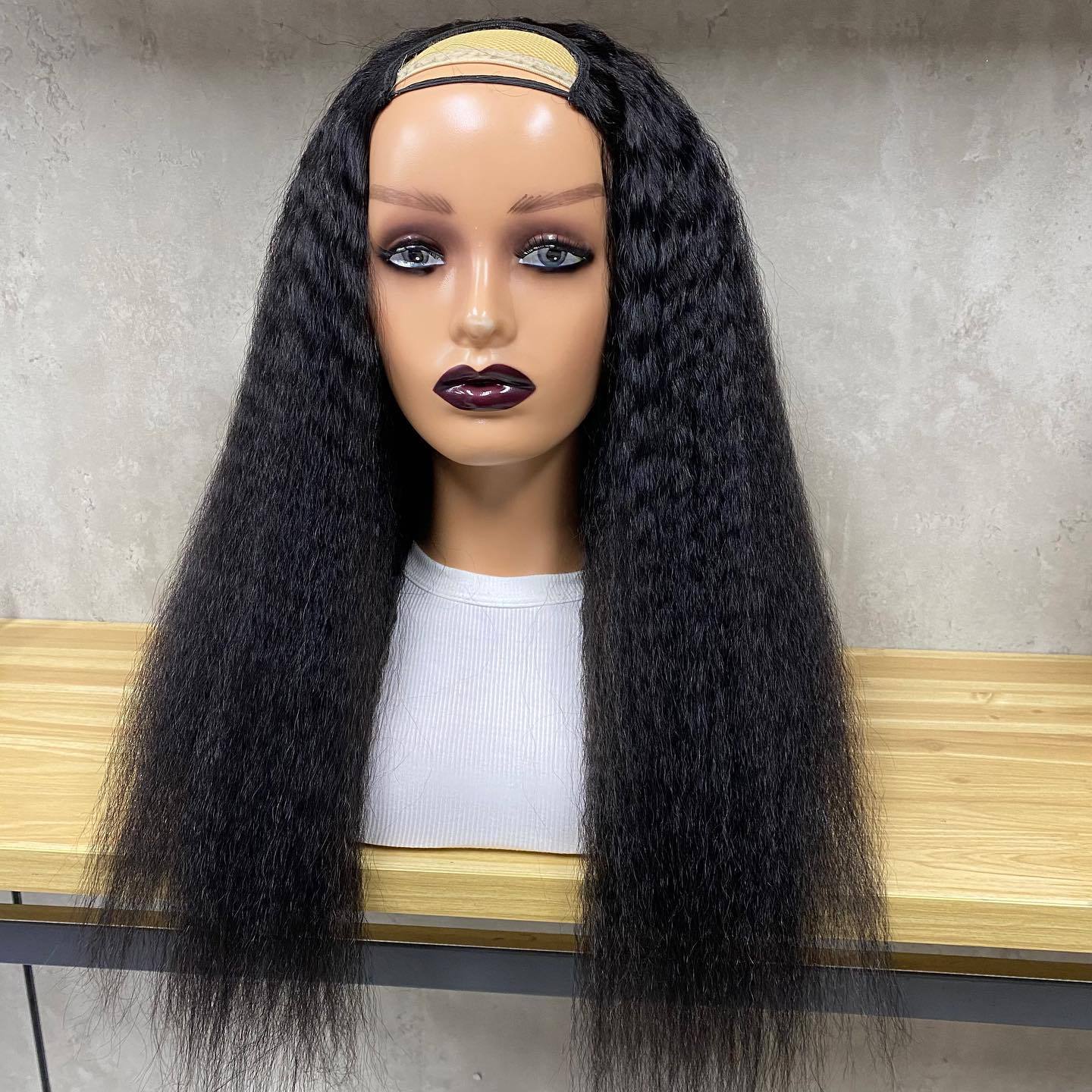 Flower Hair Factory Stock Straight Body Wave Deep Wave Water Wave Kinky Curly Kinky Straight Machine Made U Part Wig