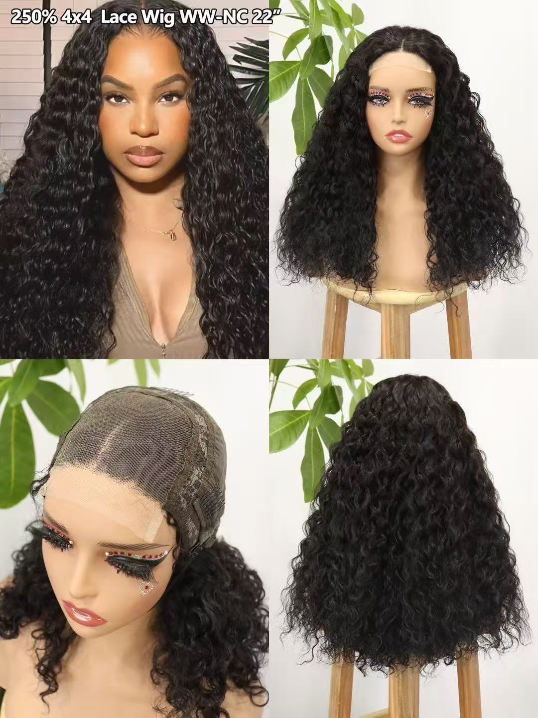 Flower Hair Factory 250% Density  Water 4x4 Lace Wig 100% Natural Real Virgin Hair Wigs
