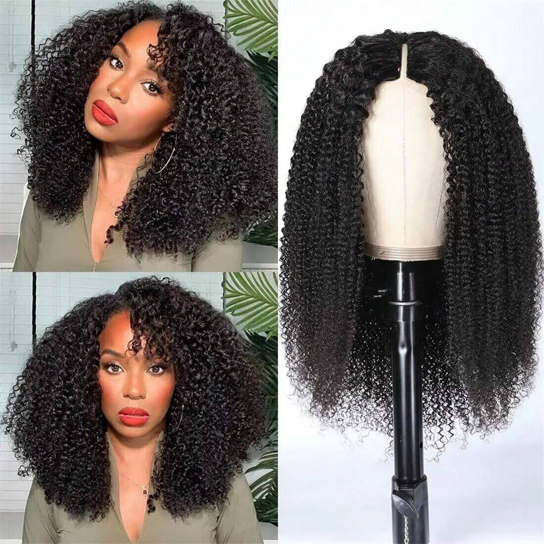 Flower Hair Factory Stock Curly and Wavy 100% Natural Human Hair V Part Wig Collection