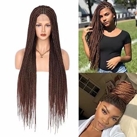 Flower Hair Factory Ready To Ship 100% Synthetic Hair Long Box Braids Lace Wig