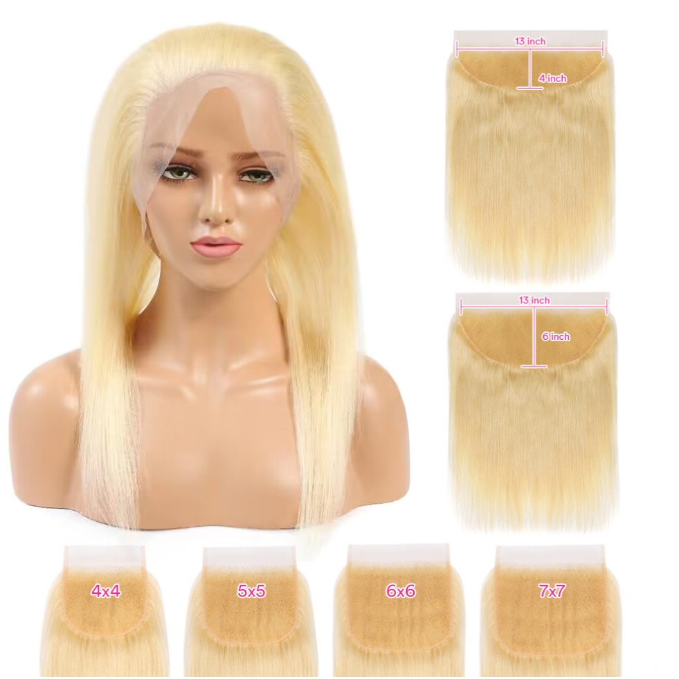 100% Natural Blonde #613 Color Straight Body wave Human Hair Transparent HD Swiss 13x4 13x6 Lace Frontal