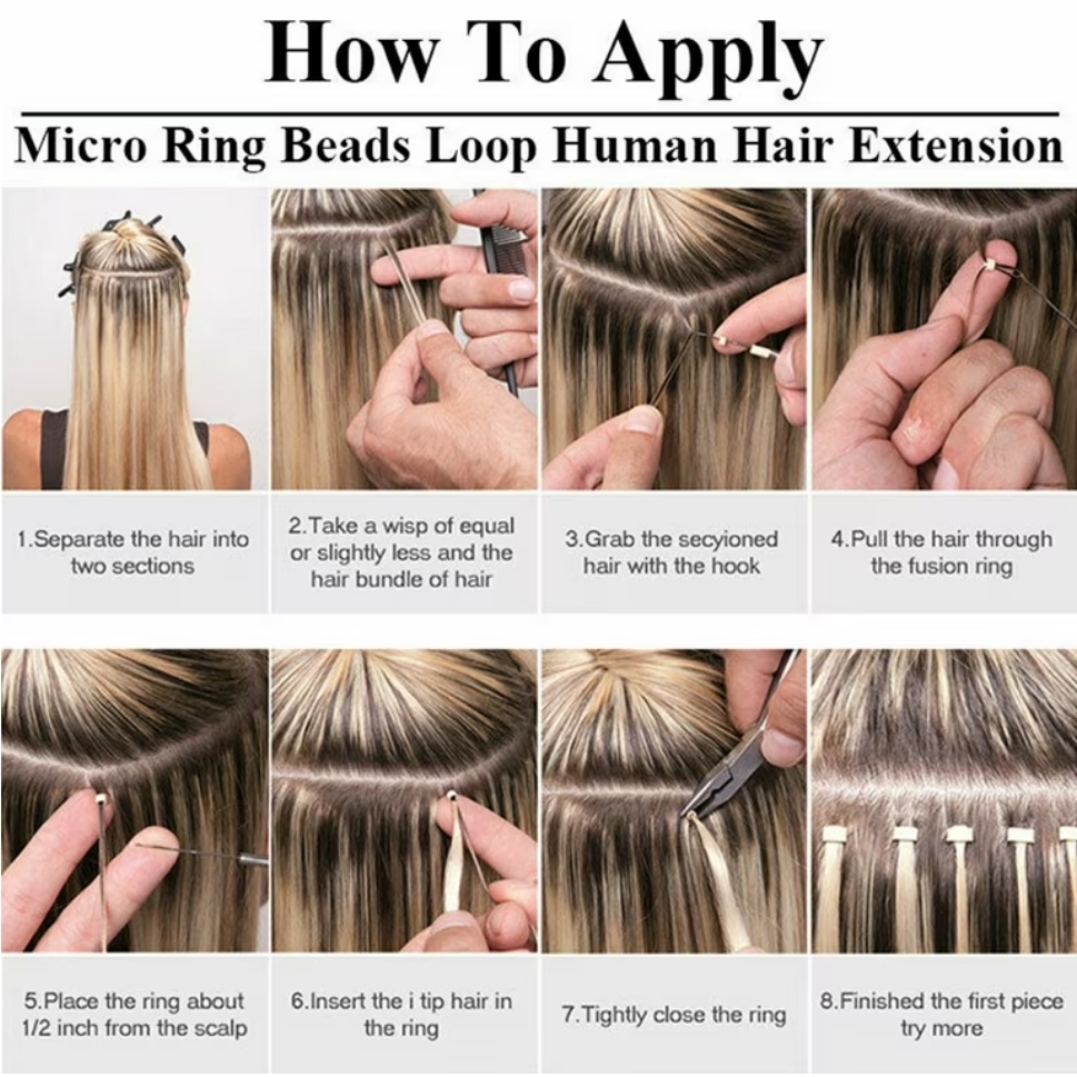 Flower Hair Factory Custom Blonde Micro Ring Loop Hair Extensions 100% Natural Human Hair Micro Link Hair