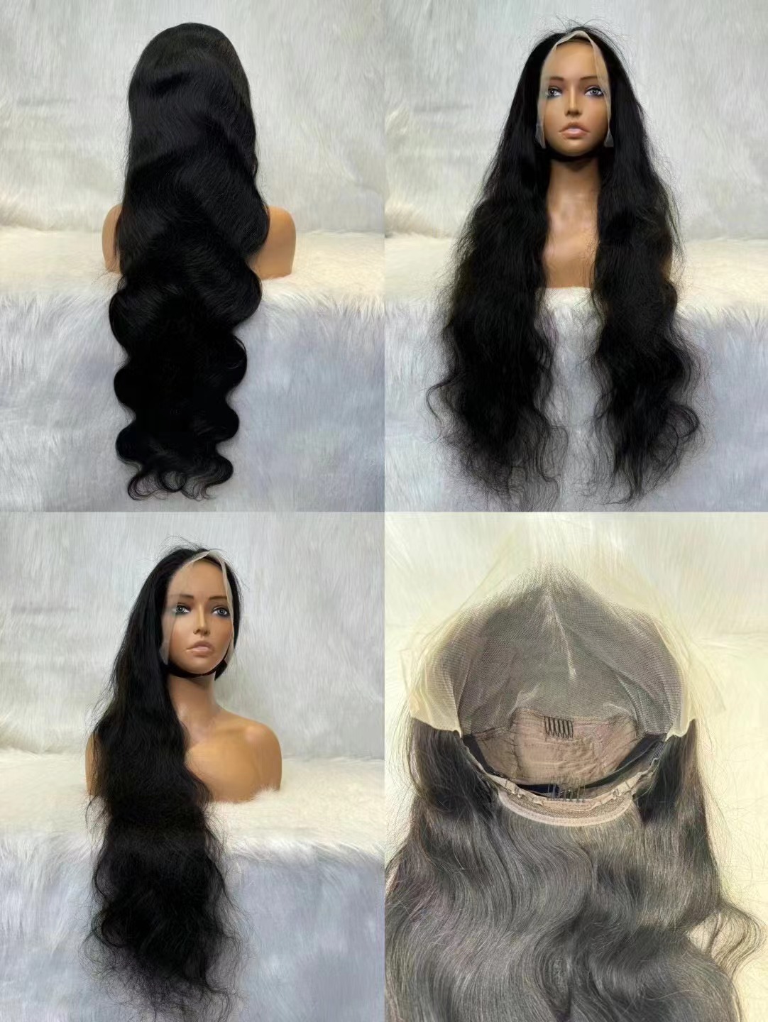 Flower Hair Factory 13x6 Long Straight Body Wave Deep Wave Deep Curly Natural Black Lace Front Wig