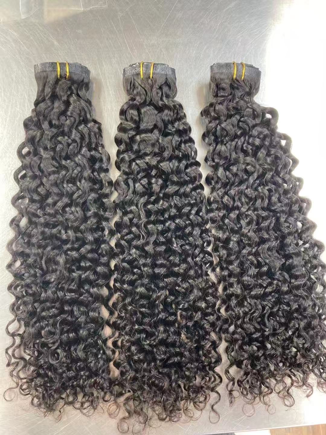 Flower Hair Factory Stock Human Hair Extensions Seamless Pu Clip In Hair
