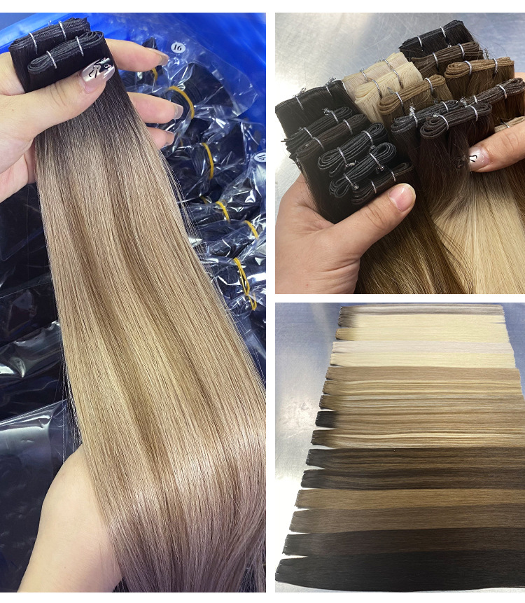 Flower Hair Factory Custom Ombre Color Straight Natural Genius Weft Hair Extensions
