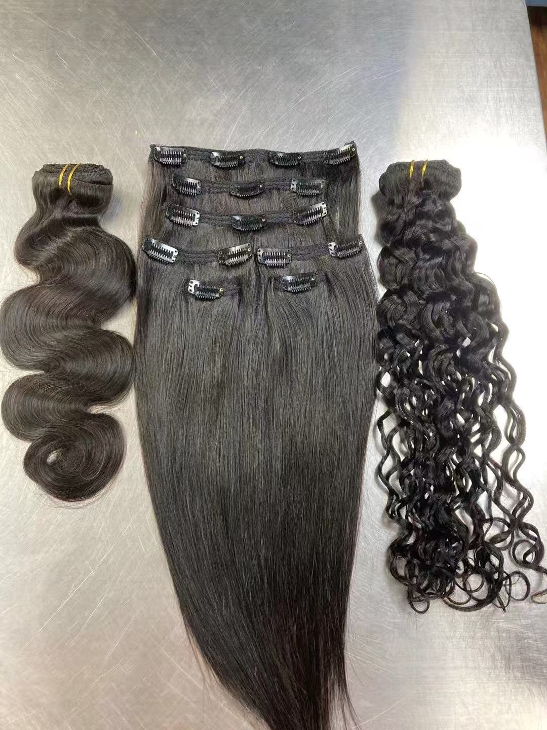 Flower Hair Factory Stock Blonde Lace Clip-In Hair Weft Clip Ins Hair Extensions