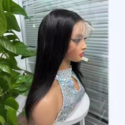 Long Straight Black Lace Front Wig