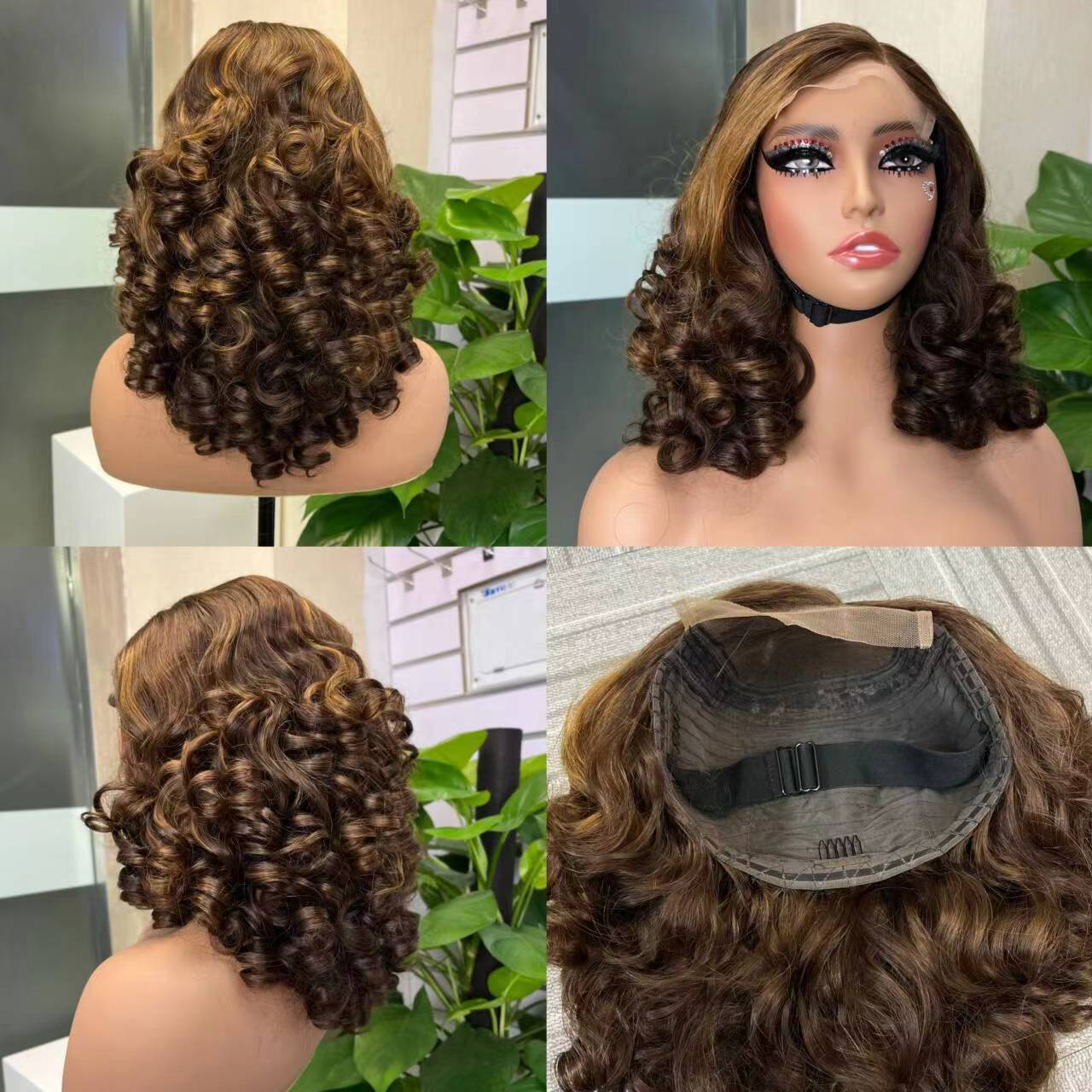 5x5 Loose Bouncy 100% Raw Vietnamese Hair Curly Glueless Wig Collection