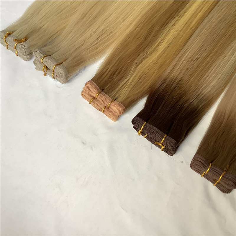Flower Hair Factory Custom Straight 100% Natural Human Flat Weft Hair Extensions