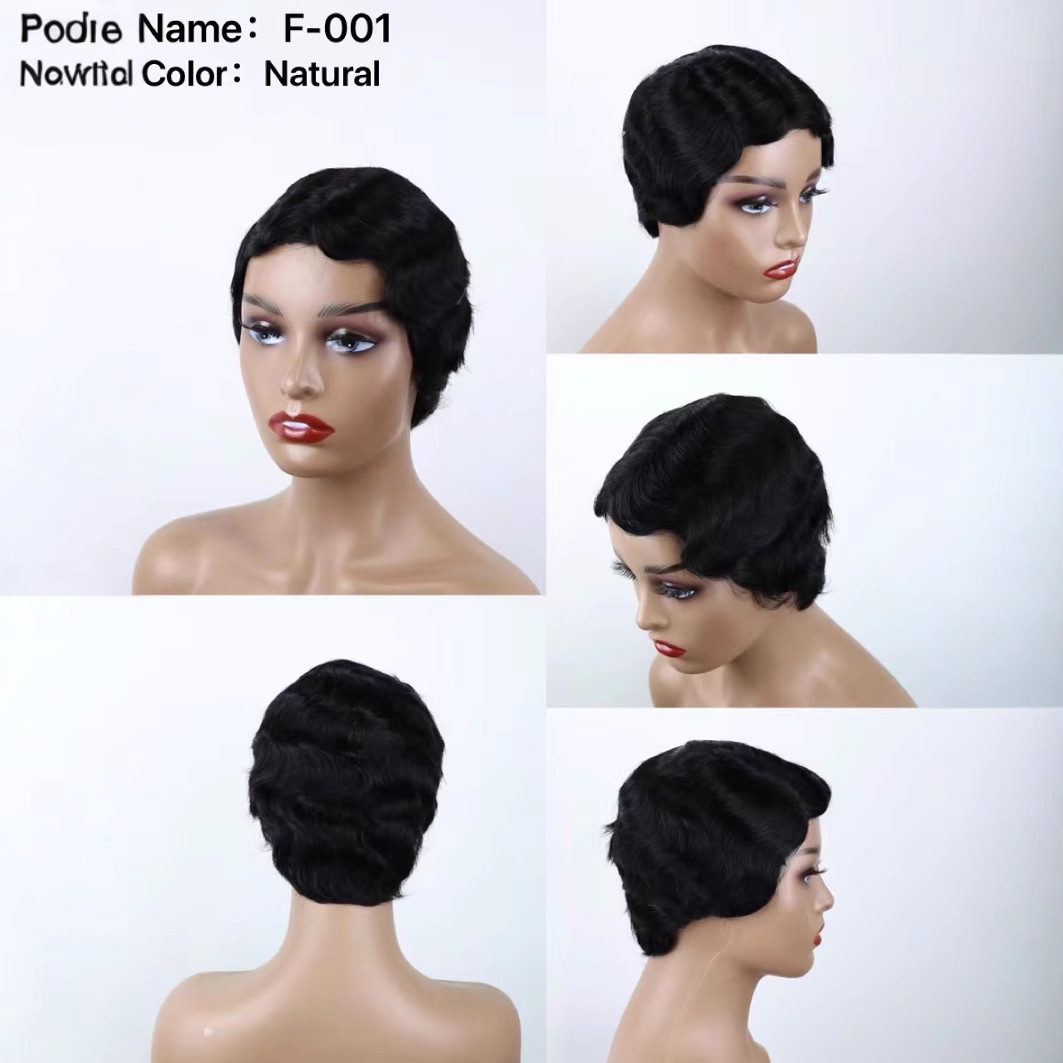 Flower Hair Factory Ready To Ship Short Blonde Wavy Wig 100% Natural Human Hair Machine Made Wigs