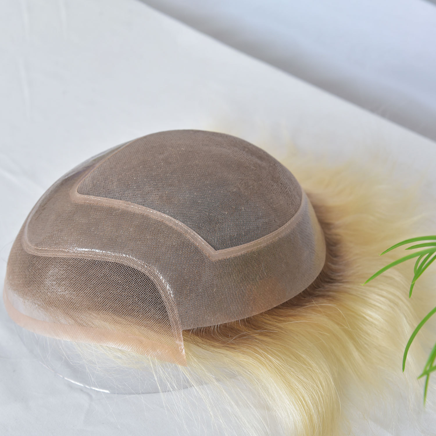 100% Natural Human Hair Silver Gray Men's Hair Toupee