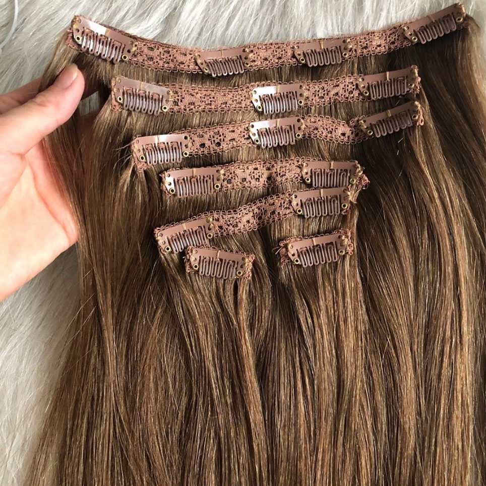 Flower Hair Factory Stock Blonde Lace Clip-In Hair Weft Clip Ins Hair Extensions