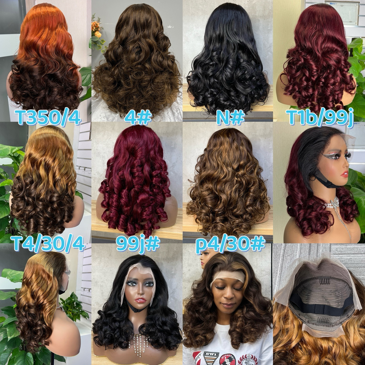 Flower Hair Factory 300% Density Loose Bouncy Curly 13x4 Lace Front Wig Collection 100% Natural Raw Hair Glueless Wigs
