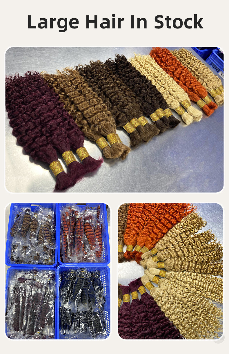 100% Natural Human Hair Virgin Hair Water Wave Ittallian Curly Deep Curly Boho Hair Bulk For Braiding 