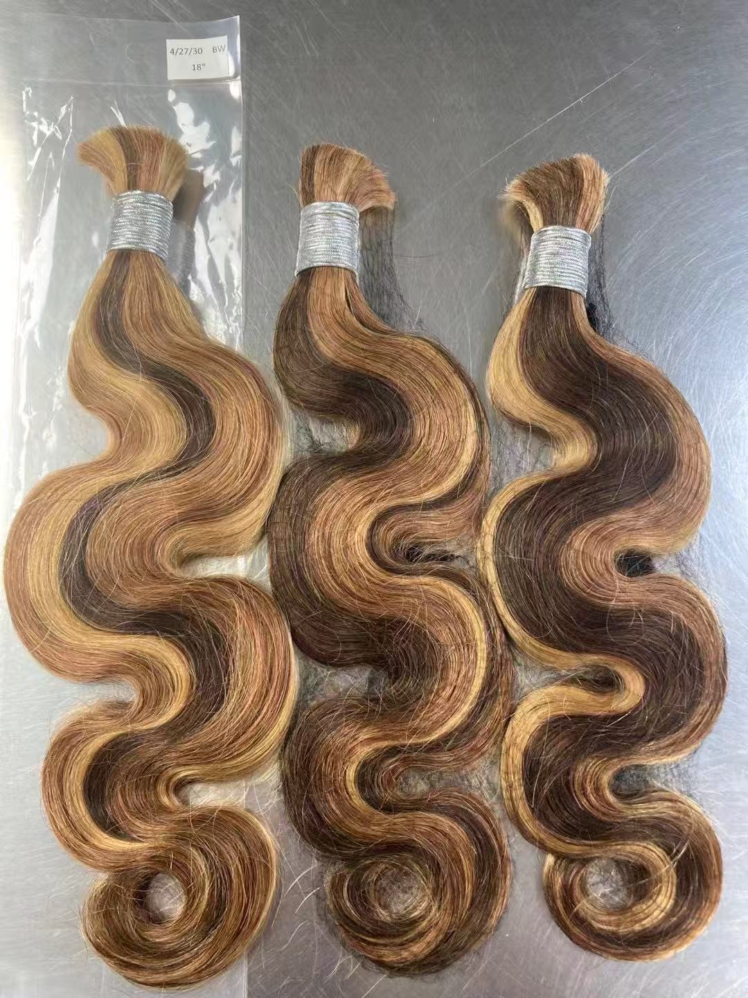 100% Natural Human Vrigin Hair Highlight Color  Body Wave Boho Braiding Hair Bulk Extensions